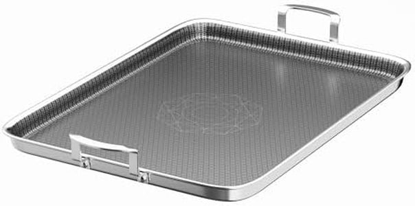 Cooker King 19 x 13 Inch Hybrid Honeycomb Stainless Steel Double Burner Griddle Pan, 3-Ply Nonstick Flat Top Grill Plate & Rectangular Roasting Pan, Metal Utensil Safe, Induction Ready, Oven-Safe