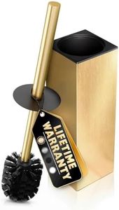 Stainless Steel Toilet Brush and Holder Set Gold & Square Design - Corrosion and Scratch-Resistant Gold Toilet Brush and Holder Set with Splash Protection - for Deep & Effective Bathroom Cleaning