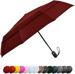 EEZ-Y Travel Umbrellas for Rain - Wind Resistant w/Open Close Button - Marsala