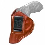 Cardini Leather USA – IWB Brown Leather Holster - Left Handed - Concealed Carry - for S&W J Frame, S&W Models 442 and 642 Airweight, 637, 638, 640 and Other Snub Nose Revolvers in .38 Special