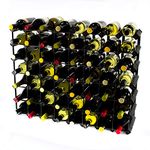 Classic 56 Bottle Black Stained Wood and Black Metal Wine Rack Ready Assembled