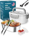 TRAVELISIMO Electric Lunch Box Food Heater High Power 60W, 3 in 1 Portable Heated Lunch Box for Adults for Car Truck & Work 12V 24V 110V, Loncheras Electricas para Calentar Almuerzo