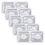 Leisure LED 5 Pack RV LED Ceiling Double Dome Light Fixture with ON/Off Switch Interior Lighting for Car/RV/Trailer/Camper/Boat DC 12V Cool White 6000-6500K 48X2835SMD (Cool White 6000-6500K, 5)