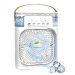 Drumstone 𝟏𝟓 𝐘𝐞𝐚𝐫𝐬 𝐖𝐚𝐫𝐫𝐚𝐧𝐭𝐲 Portable Mini Evaporative Air Cooling Fan, 3-Speed Cooling Operation, Built-In Night Light & Ice Compatibility for Personal Use – Ideal for Small Spaces.