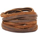 GORGECRAFT 5m x 5mm Flat Leather Cord Genuine Leather Strips 2mm Thick Cowhide Strings Braiding Thread Rope for Bracelets Necklace Jewelry Making Boot Lace DIY Crafts Tooling Workshop, Sienna