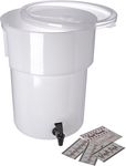 Carlisle FoodService Products Plastic Round Beverage Dispenser, Drink Dispenser with Spigot for Catering, 5 Gallons, White