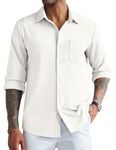 COOFANDY Men's Dress Shirts Long Sleeve Business Casual Shirts Regular Fit Non Iron Shirt Chest Pocket White L