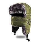 BROTOU Unisex Trooper Hat, Warm Thick Winter Hats Ear Flap Trapper Hat with Windproof Mask for Skiing, Hiking, Skating and Climbing Green