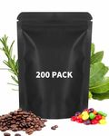 200 Pieces Resealable Mylar Bags Stand Up Foil Pouch for Zip Aluminium Foil Lock Food Storage Packaging Airtight Zipper Pouches, Black, 5.5x7.9 inch, Self Stand