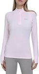 TCA Women's Winter Run Half-Zip Long Sleeve Running Reflective Training Workout Outdoor Athletic Top - Pink Touch, L