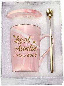 Best Auntie Ever Mug Best Aunt Ever Mug Gifts Best Auntie Ever Coffee Mug Auntie Coffee Mug Birthday Mothers Day Gifts for Auntie Aunt from Nephew Niece 14 Ounce Pink with Gift Box Spoon Coaster
