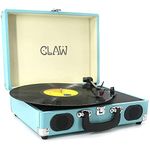 CLAW Stag Portable Vinyl Record Player Turntable with Built-in Stereo Speakers (Blue)