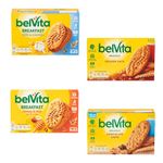 Belvita Breakfast Biscuits - Whole Grain, High Fibre, and Low Fat - 4 Delicious Flavors - 4 x 225g Packs