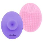 HieerBus Facial Cleansing Brush,Soft Silicone Face Scrubber,Facial Exfoliation Scrub for Massage Pore Cleansing Blackhead Removing Deep Scrubbing for All Kinds of Skins (2ed-Pink+Purple)