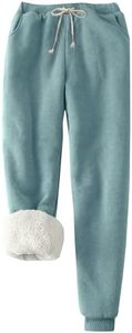 Flygo Womens Casual Running Hiking Pants Fleece Lined Activewear Sweatpants (Small, Bea Green)