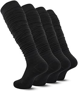 IRAMY Scrunch Ultra Long Football Socks 2 Packs Combed Cotton With Ankle Support Padded Knee High Socks Tube Sock Youth Adult