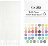 Cacala Turkish beach towel quick dry and lightweight Best for bath, gym, yoga, swimming and camping, White, 37" x 70"