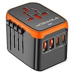 NOSANLA Universal Travel Adapter, International Plug Adapter, All-in-1 Power Outlet Wall Charger with 2 USB-A & 2 USB-C, Worldwide AC Plug Adaptor for US, EU, UK, AUS and Asia