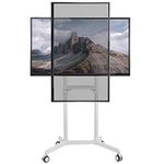 VIVO Mobile Premium TV Cart for 32 to 88 inch Screens up to 70kg, Samsung Digital Flipchart, Microsoft Surface Hub 2S, Portrait to Landscape, Shelf, Wheels, Max VESA 600x400, White, STAND-TV02PW