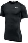 Nike Mens Pro Fitted Short Sleeve Training Tee, Black, Medium