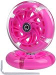 Gladeer 120mm Light Up Flashing Scooter Front Replacement Wheels w/Bearings for Kids 3-Wheeled Kick Scooters (Pink)