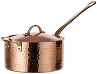 New DEMMEX 1.2MM Thick Hammered Copper Saucepan with Lid & Helper Handle (1.7-Quart)