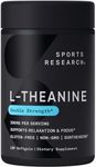 Sports Research L-Theanine 200mg with Organic Coconut Oil | Suntheanine Supplement for Focus, Relaxation & Alertness | Double Strength, Non-GMO & Gluten Free