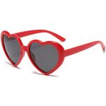 Girls Heart Sunglasses Polarized UV 400 Protection Vintage Kids Love Heart Sunglasses for Age 3-10 Years (Red)