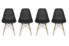 Inspirer Studio® Set of 4 New 17 inch SeatDepth Eiffel Style Side Chair with Natural Wood Legs (Black)