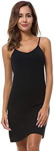 EaseWay Women's Basic Adjustable Spaghetti Strap Cami Under Mini Dress Black