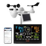 VEVOR 7-in-1 Wi-Fi Weather Station, 7.5 in Color Display, Home Weather Station Indoor Outdoor, with Solar Wireless Outdoor Sensor Alarm Alerts, for Temperature Humidity Wind Speed/Direction Rain