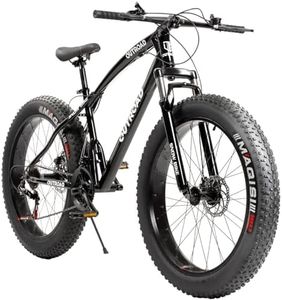 Omelaza 26 Inch Fat Tire Mountain Bike with Dual Disc Brakes, 26 Inch Non-Slip Wide Tires with 21 Speed, High-Carbon Frame MTB, Mountain Bicycle for Men and Women, Black