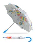 Destinio Umbrella for Kids - Stylish Cute & Child Safe kids umbrella for girls & boys - 100% Waterproof; Small Umbrella for Kids, Girls, Boys, and Baby (19 Inch, White (Owl))