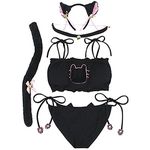 MAIPOETYRY Women's Cosplay Lingerie Set Kitten Keyhole Cute Sexy Outfit (S, Black)