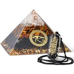 Soulnioi 3.8" Large Orgone Pyramid, Chakra Pyramid Natural Quartz Positive Energy Generator with Orgone Pendant for Chakra Balance, Reiki Meditaion