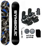 Symbolic Arctic 2025 Kids Youth Snowboard & Bindings & Leash & Stomp Pad Package (Bindings Black XS (fits 1-6 Kids), 120cm Snowboard)