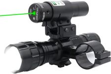 Higoo Tactical Flashlight Green Dot Sight Scope Combo with Rings Mount for Rifle Shotgun