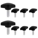 T Wing Shaped Screw Knobs, 8pcs Thumb Screws, Standard Male Thread Grip Thumbscrew, M6 x 16 mm Thumbscrew Grip Handle, Carbon Steel Clamping Screw for Tools, Equipments, Appliance