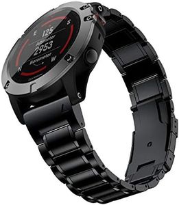 BaiHui Titanium Band Compatible with Fenix 5X/6X Bands,26mm Titanium Metal Quick Release Easy Fit Watch Strap Compatible for Garmin Fenix 6X/ 6X Pro/5X/5X Plus/3/3HR Smartwatch - Black