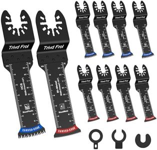 Trivd Frol 10PCS Extra Long Oscillating Saw Blades, Curved Edge Bi-Metal and Japanese Teeth Multitool Blades Precise Cut for Wood, Plastic, Nails, Metal, Fit Dewalt Milwaukee Bosch Worx Ryobi 70MM