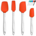 M Kitchen World Silicone Spatula for Cooking - 4 Pc Heat Resistant, Dishwasher Safe Rubber Baking Spatulas - Kitchen Utensil Set for Nonstick Cookware - Cooking Accessories - Orange