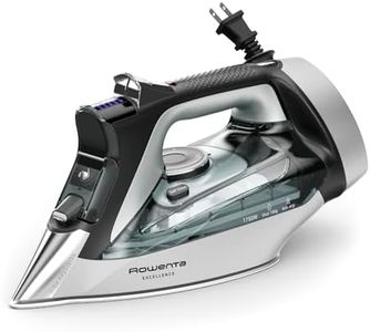 Rowenta, Iron, Focus Excellence Stainless Steel Soleplate Steam Iron for Clothes, Retractable Cord, 400+ Microsteam Holes, Powerful steam, LED Display, 1750 W Ironing Clothes, Cordreel, DW5432