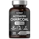 Activated Charcoal Capsules | High Strength 1000mg | Digestion Supplement from Natural Coconut | 120 Vegan Tablets | by Horbaach