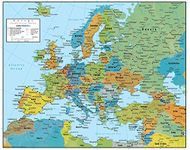 Europe Wall Map Laminated GeoPolitical Edition by Swiftmaps A2 (42cm x 60cm)
