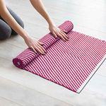 THE HOME TALK Weaved Striped Cotton Rectangular Carpets | Contemporary Decorators | Area Rugs For Bedroom, Center Table, Living Room, Drawing Room, Hall | Machine Washable | 70 X 140 Cm | Pink