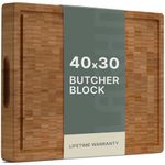 LARHN Carbonised Bamboo Butchers Block - 40 x 30 x 4 cm - Thick End Grain Chopping Board for Cutting, Slicing and Carving Meat, Fish and Vegetables