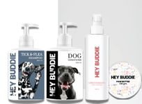 Hey Buddie Ultimate Tick Preavention & Look Good Grooming Kit | Tick & Flea Shampoo fof Dog (500 ML ) + Dog Conditioner (500 ML) + Dog Cologne (100 ML) + Paw Butter (100 GM) | pH Balanced Prevention from Tick & Flea Infection | Hypoallergenic, Sulfate-Soap Free | Lab Tested Vet Approved