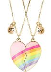 2PCS Unique BFF Magnetic Necklaces, Best Friends Half Heart Rainbow Pendant Chain Necklaces, Friendship Jewelry Gifts for Women Girls Friends Sisters Couples