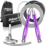 PrimaFIT Pro Speed Skipping Rope Adult Fitness for Men Women Weighted Jump Rope 3m Adjustable Self-Locking Aluminium Boxing Gym MMA Crossfit Workout Fat Loss Spare Cable, Weights, Protectors Carry Bag