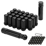 M14x1.5 Lug Nuts 14x1.5 Spline Lug Nuts M14 x 1.5 Black 2" Tall Set of 24 pcs 2 Socket Keys 14mmx1.5 Lug Nuts Acorn Aftermarket Wheel Lug Nut